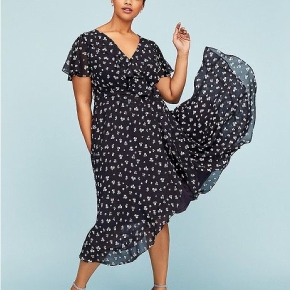 Lane Bryant Navy Flowy Floral Dress, Size 18 - Picture 2 of 11